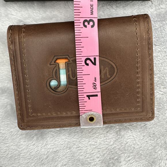 Justin Wallet Card Wallet With Gusset Genuine Leather RFID Logo Embossed Unisex - Picture 7 of 10